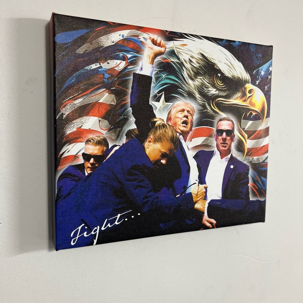 TRUMP fights for america/ canvas print wall art, American flag